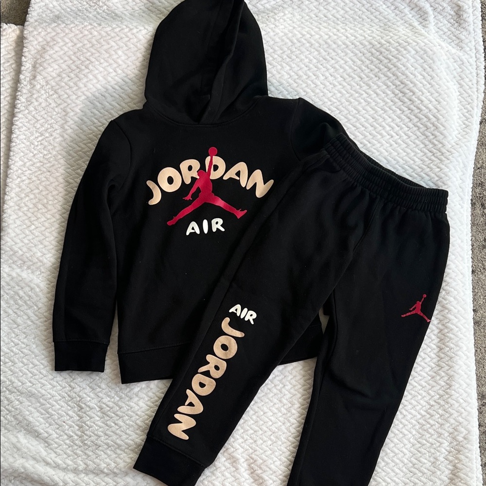 Jordan Kids Black and Red Sweatpants & Hoodie Set